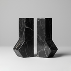 Black Marble Geometric Bookends