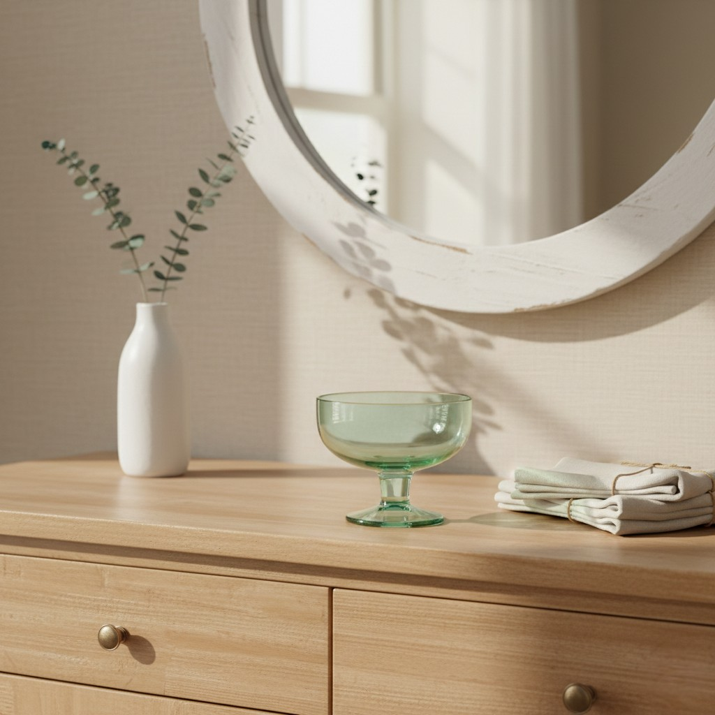 Seafoam Glass Pedestal Bowl