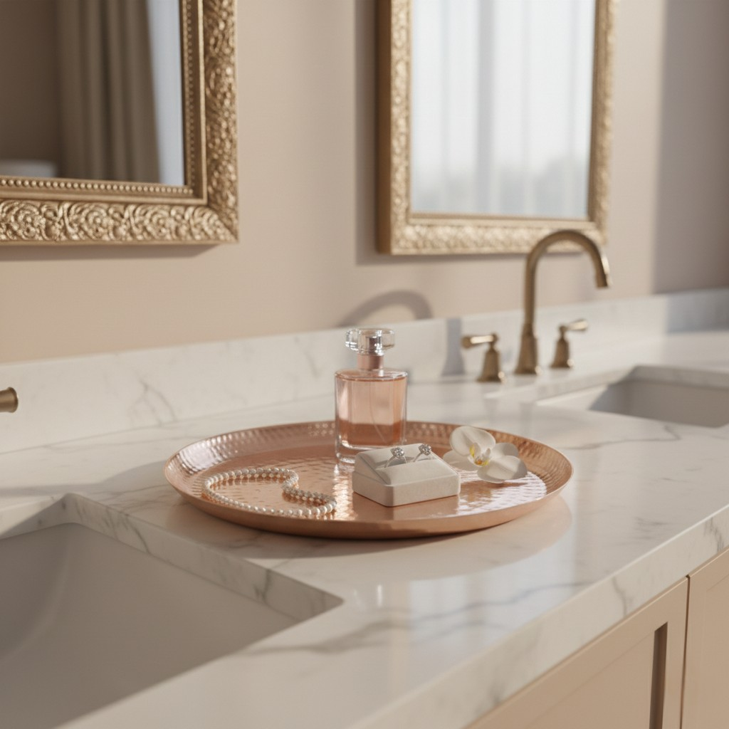 Hammered Rose Gold Vanity Tray