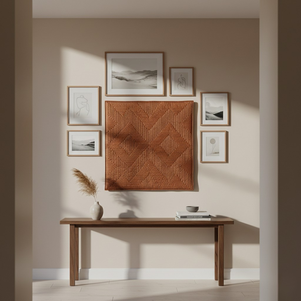 Geometric Quilted Wall Hanging Textile