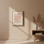 Coral Embroidered Botanical Wall Art