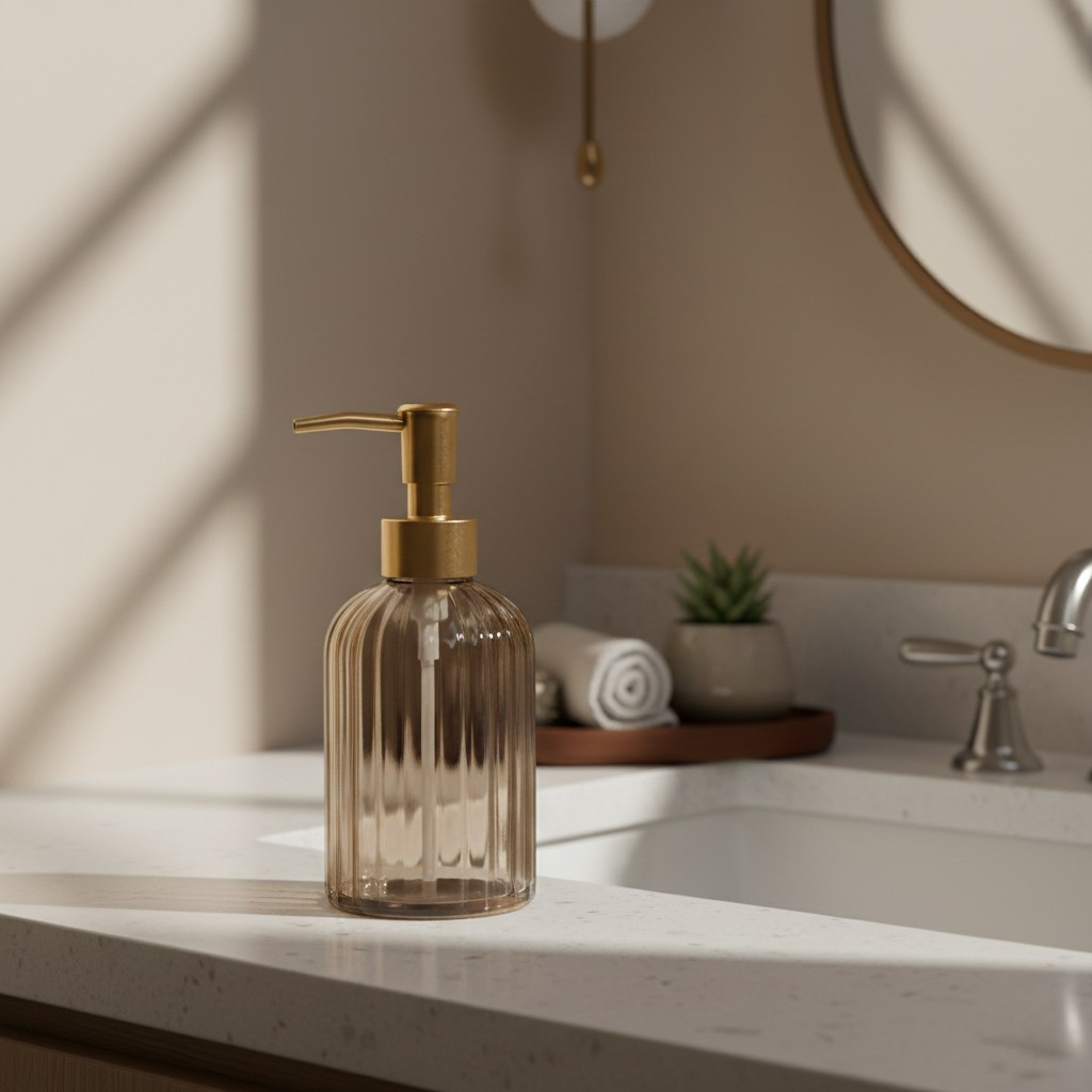 Ribbed Glass Soap Dispenser