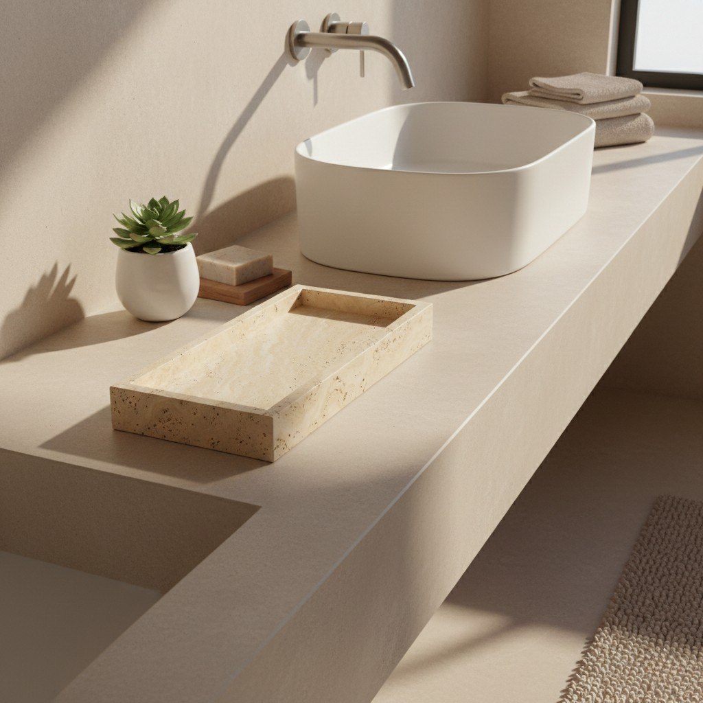 Travertine Catchall Vanity Tray