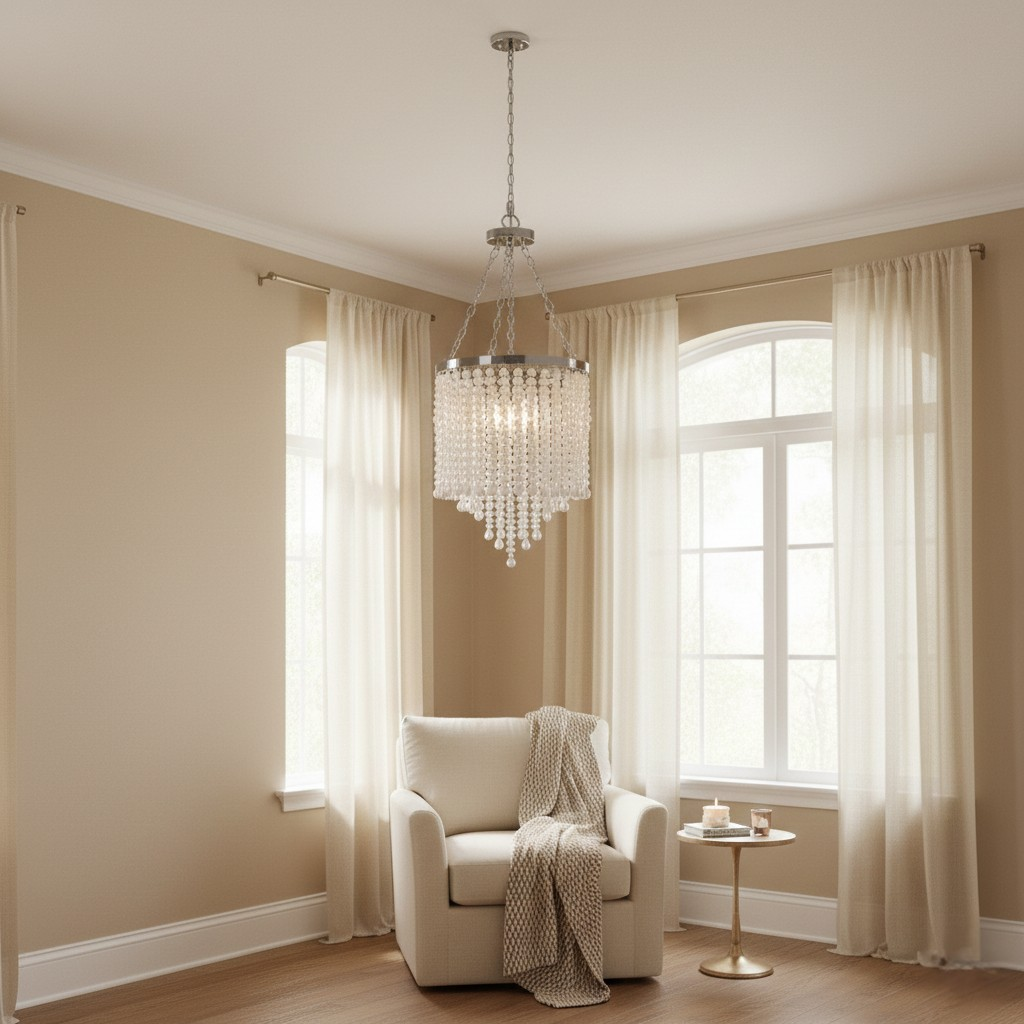 Iridescent Beaded Chandelier Pendant